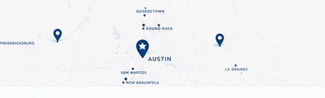 Map of Central Texas retailers
