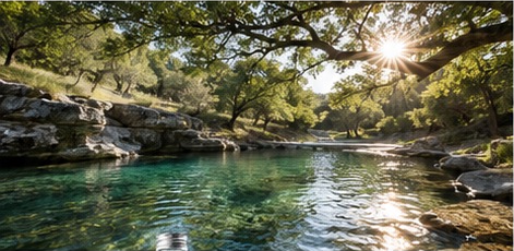 Clear spring water flowing through limestone
